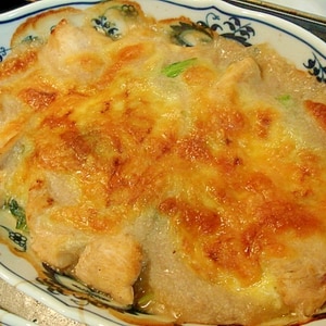 小松菜とチキンの長芋ベースグラタン　和風＆ズボラ風